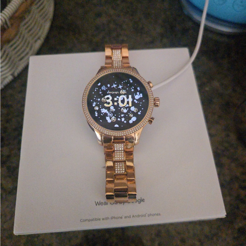 Michael Kors Rose Gold Tone Crystal-Accented Smartwatch